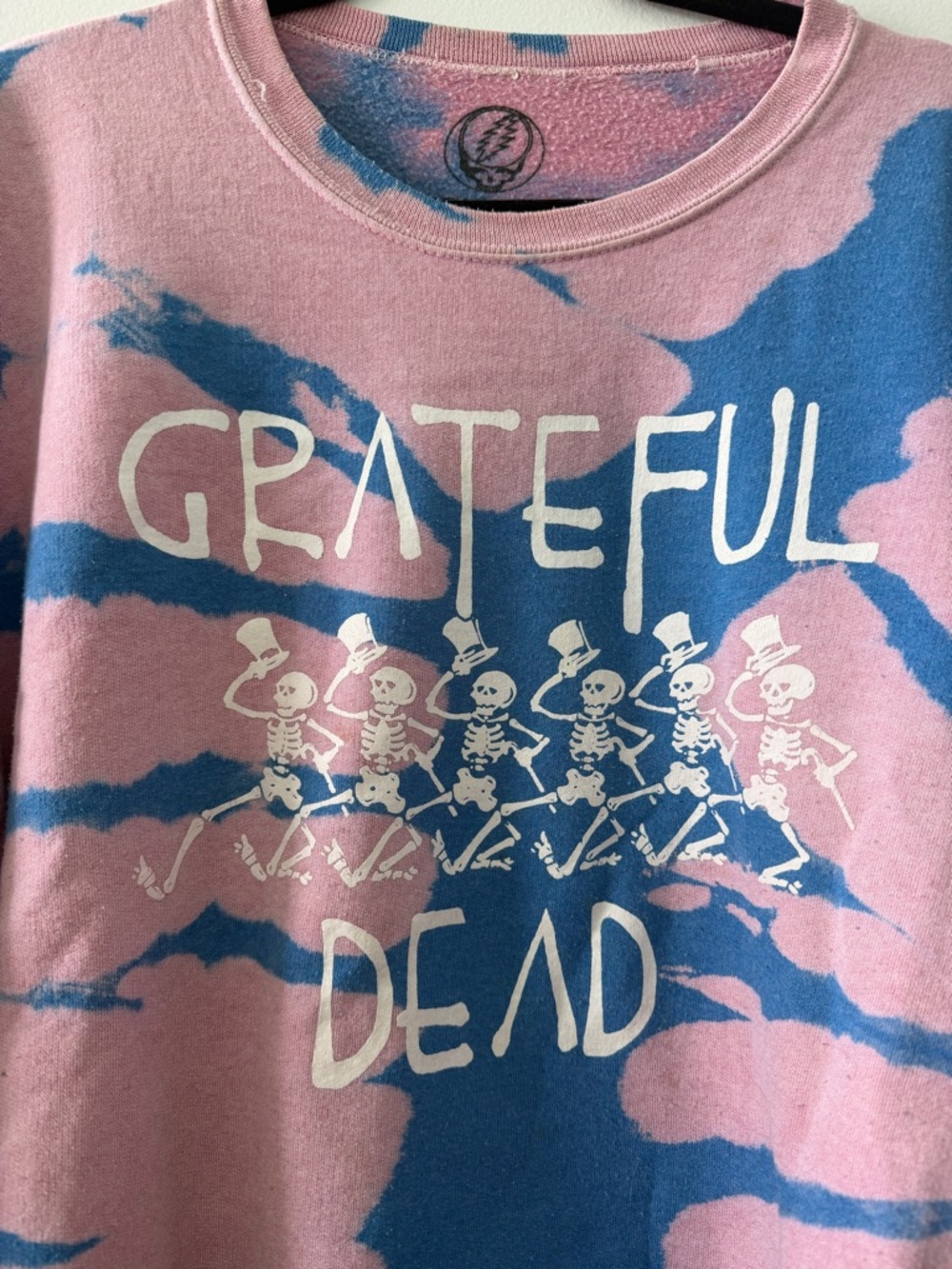 Grateful Dead Tie-Dye Crewneck Sweatshirt - Blue & Pink - Picture 3 of 6